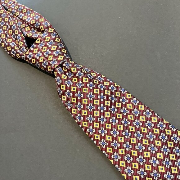 Robert Talbott, Best Of Class For Nordstrom Silk Necktie Red Blue Gold - Picture 1 of 7